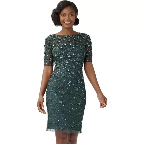 Adrianna Papell Womens Beaded Cocktail DressDusty Emerald