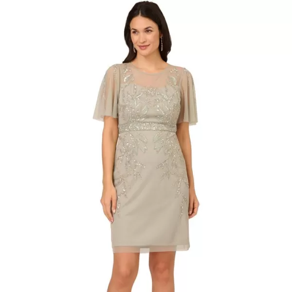 Adrianna Papell Womens Beaded Cocktail DressFrosted Sage