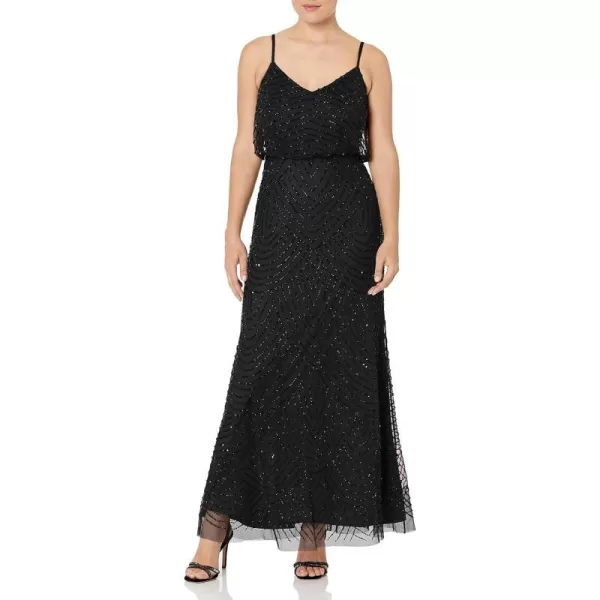 Adrianna Papell Womens Blouson Beaded Gown Black 10Adrianna Papell Womens Blouson Beaded Gown Black 10