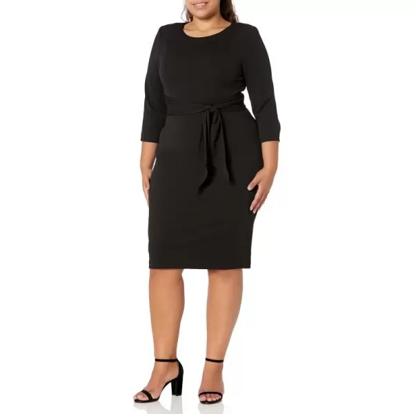 Adrianna Papell Womens Bow Sheath Dress with Three Quarter SleevesBlack