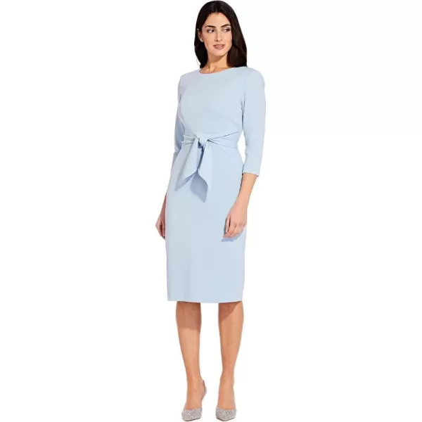 Adrianna Papell Womens Bow Sheath Dress with Three Quarter SleevesBlue Mist