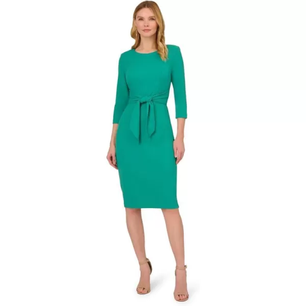 Adrianna Papell Womens Bow Sheath Dress with Three Quarter SleevesBotanic Green