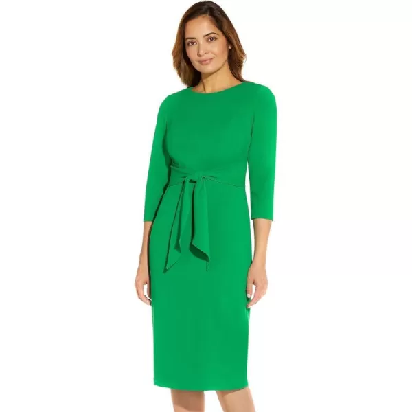 Adrianna Papell Womens Bow Sheath Dress with Three Quarter SleevesVivid Green