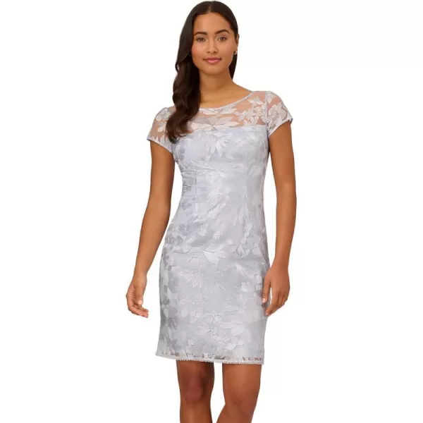 Adrianna Papell Womens Embroidered Cutout Sheath DresBlue Breeze