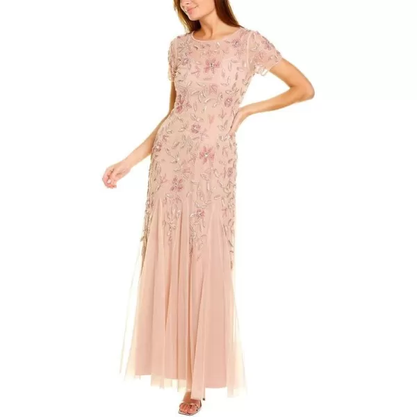 Adrianna Papell Womens Floral Beaded Godet Gown Blush 12Adrianna Papell Womens Floral Beaded Godet Gown Blush 12