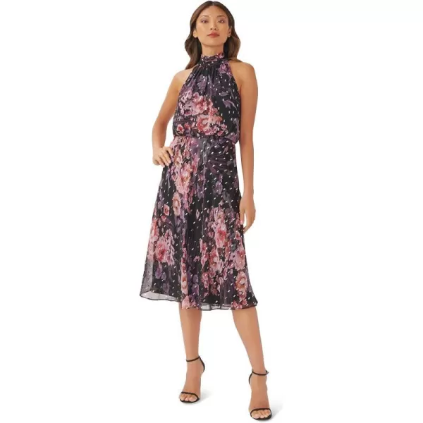 Adrianna Papell Womens Floral Chiffon Halter DressBlack Multi