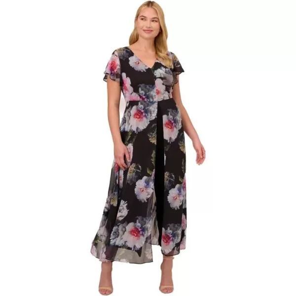 Adrianna Papell Womens Floral Printed JumpsuitBlack Multi