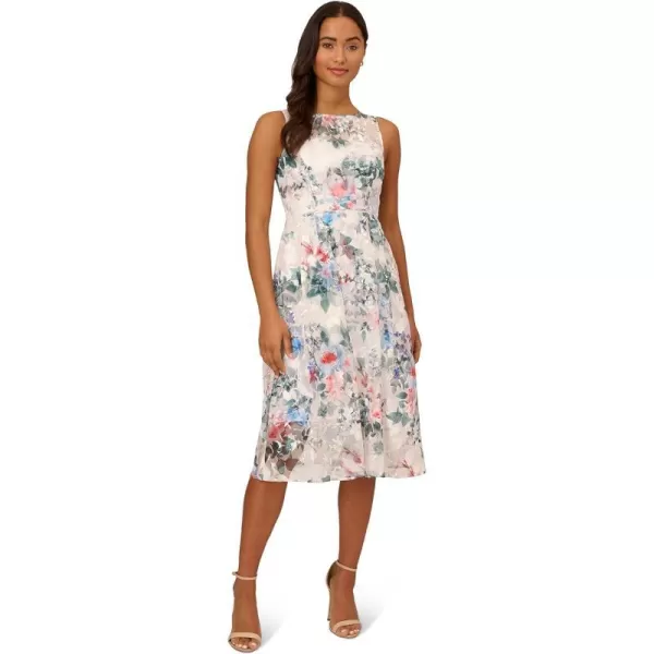 Adrianna Papell Womens Floral Printed Veiled DressIvory Multi