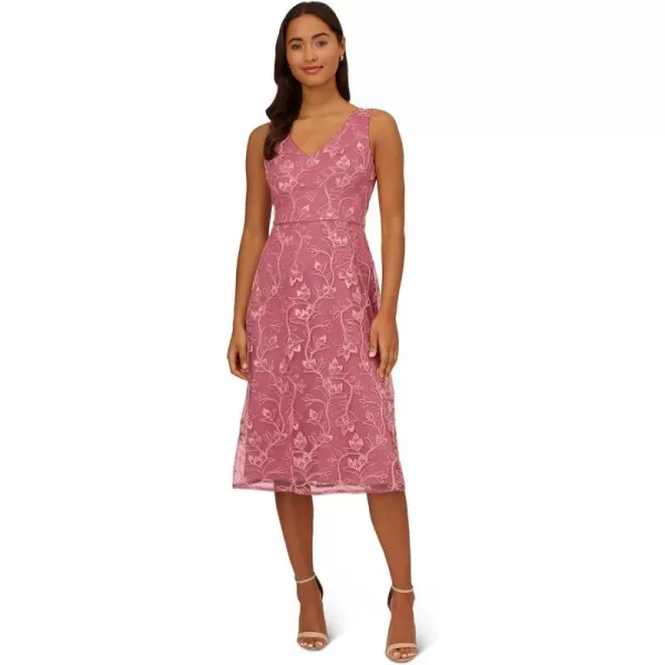 Adrianna Papell Womens Floral Sequin Embroidery DressPale Azalea