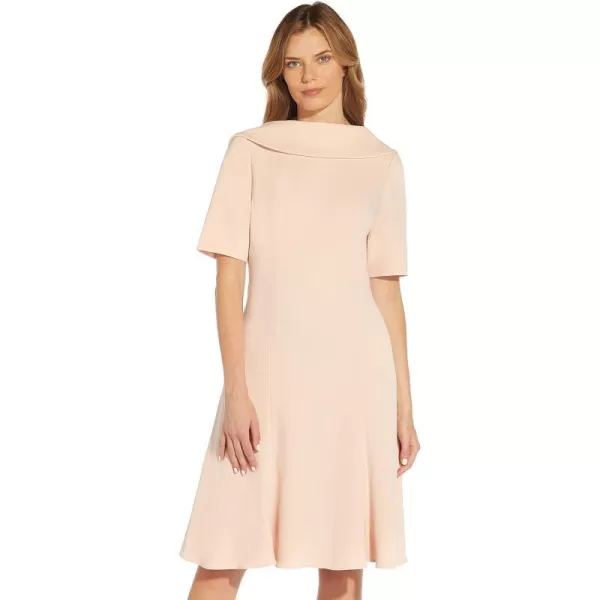 Adrianna Papell Womens Knit Crepe Roll Collar DressBlush