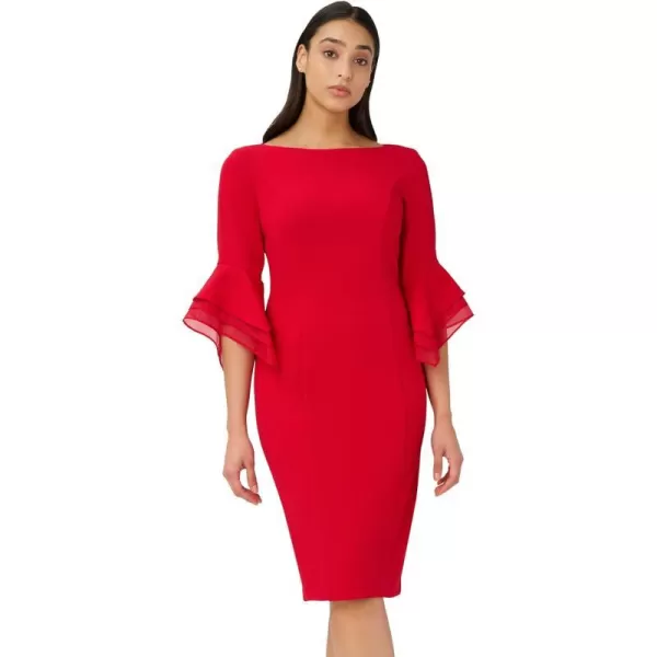 Adrianna Papell Womens Knit Crepe Tiered Sleeve DressRed