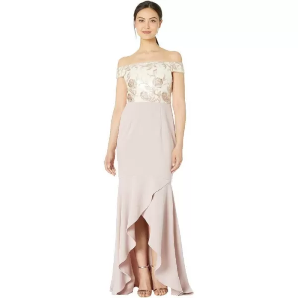 Adrianna Papell Womens Long Embroidered DressQuartz