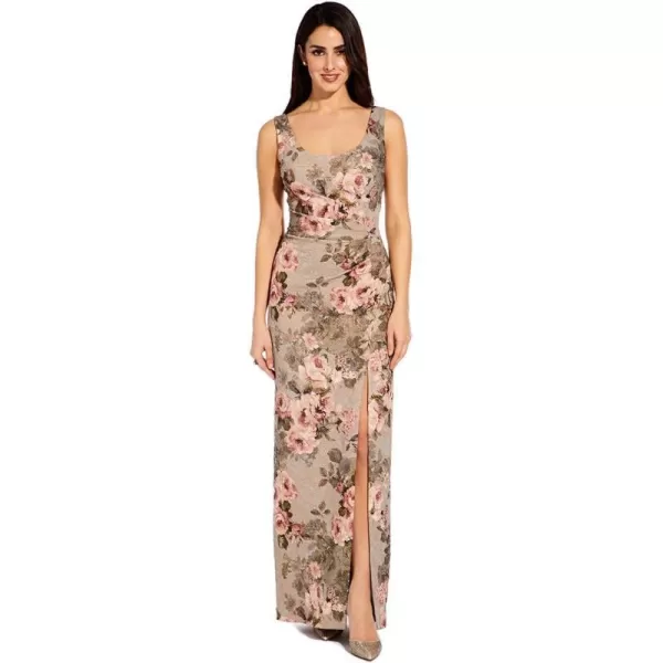 Adrianna Papell Womens Matelasse Long DressSlateBlush Multi