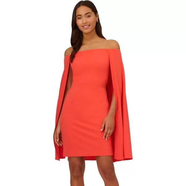 Adrianna Papell Womens Off Shoulder Cape DressCalypso Coral