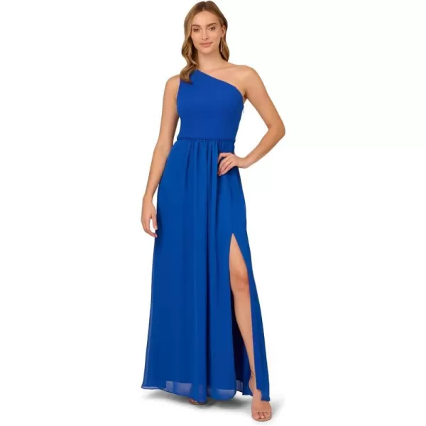 Adrianna Papell Womens One Shoulder Chiffon GownViolet Cobalt