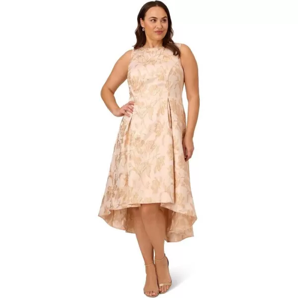 Adrianna Papell Womens Pearl Metallic Jacquard DressBlushGold