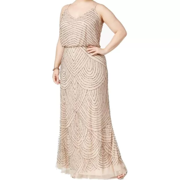 Adrianna Papell Womens PlusSize Long Beaded GownTaupePink