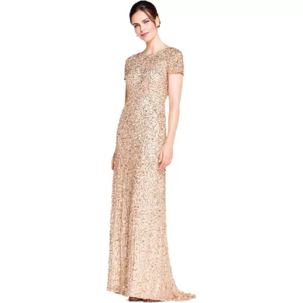 Adrianna Papell Womens Scoop Back AllOver Beaded Gown ChampagneGold 10Adrianna Papell Womens Scoop Back AllOver Beaded Gown ChampagneGold 10