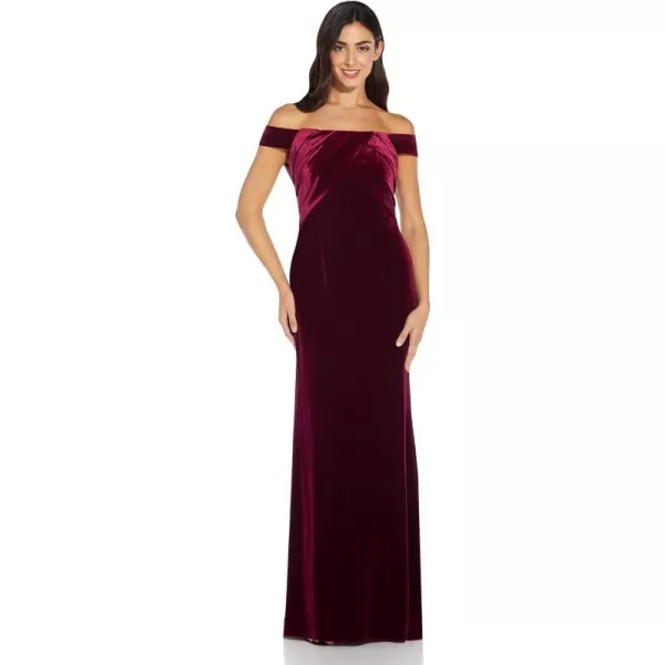 Adrianna Papell Womens Stretch Velvet DressBurgundy