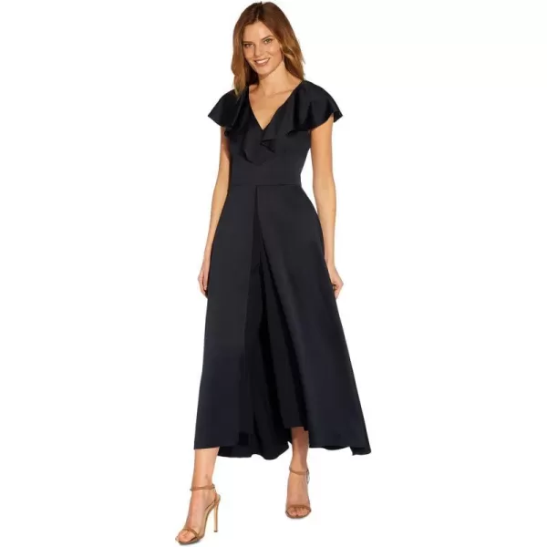 Adrianna Papell womens Satin Crepe Ruffled JumpsuitDark Navy