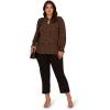 imageAdrianna Papell Womens Plus Size Ruffle Tieneck Long Sleeve TopBlackCamel Basic Leopard