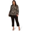 imageAdrianna Papell Womens Plus Size Ruffle Tieneck Long Sleeve TopBlackIvory Pretty Floral