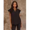 imageAdrianna Papell Womens Solid Woven Airflow Flutter Sleeve TopBlack