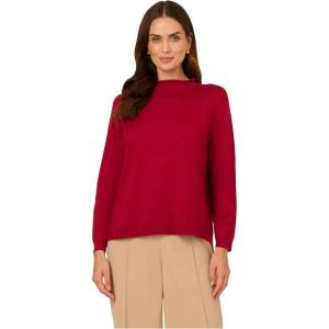 imageAdrianna Papell Womens Mock Neck Step Hem SweaterCranberry