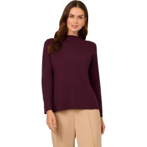 imageAdrianna Papell Womens Mock Neck Step Hem SweaterPlum