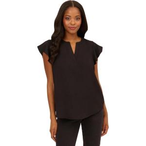 imageAdrianna Papell Womens Solid Woven Airflow Flutter Sleeve TopBlack