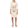 imageAdrianna Papell Womens Tipped Crepe Tie DressAlabasterBlack