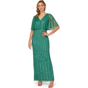 imageAdrianna Papell Womens Bell Sleeve Tie Front DressJungle Green
