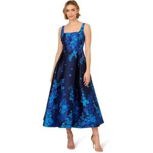 imageAdrianna Papell Womens Border Jacquard DressBlue Multi