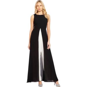 imageAdrianna Papell Womens Crepe Overlay Jumpsuit BlackIvory 16
