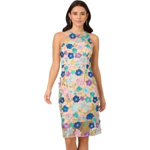 imageAdrianna Papell Womens Embroidered Column Midi DressBlue Multi