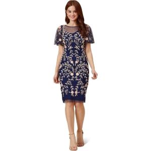 imageAdrianna Papell Womens Off Shoulder Cape DressNavyBlush