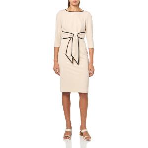imageAdrianna Papell Womens Tipped Crepe Tie DressAlabasterBlack