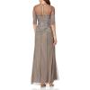 imageAdrianna Papell Womens 34 Sleeve Beaded Illusion Gown with Sweetheart NecklineLead