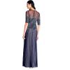imageAdrianna Papell Womens 34 Sleeve Beaded Illusion Gown with Sweetheart NecklineNavy