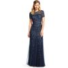 imageAdrianna Papell Womens ShortSleeve Grid Beaded GownNavy