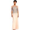 imageAdrianna Papell Womens 34 Sleeve Beaded Illusion Gown with Sweetheart NecklineRosegold