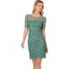imageAdrianna Papell Womens Beaded Floral Short DressGreen Slate