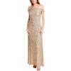imageAdrianna Papell Womens Off The Shoulder Sequin Beaded GownChampagne