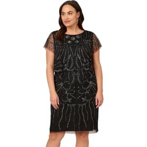 imageAdrianna Papell Womens Beaded Cocktail DressBlackGunmetal