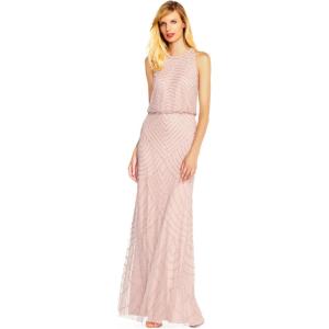 imageAdrianna Papell Womens Halter Art Deco Beaded Blouson DressBlush
