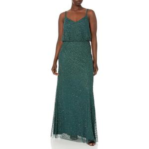 imageAdrianna Papell Womens Long Beaded Blouson GownDusty Emerald