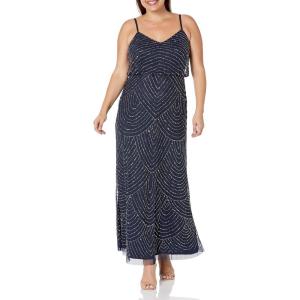 imageAdrianna Papell Womens Long Beaded Blouson GownNavy