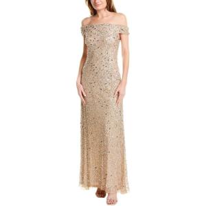 imageAdrianna Papell Womens Off The Shoulder Sequin Beaded GownChampagne
