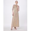 imageAdrianna Papell Womens 34 Sleeve Scoop Back Beaded GownChampagneSilver
