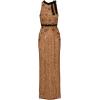 imageAdrianna Papell Womens Beaded Halter Long DressCopper